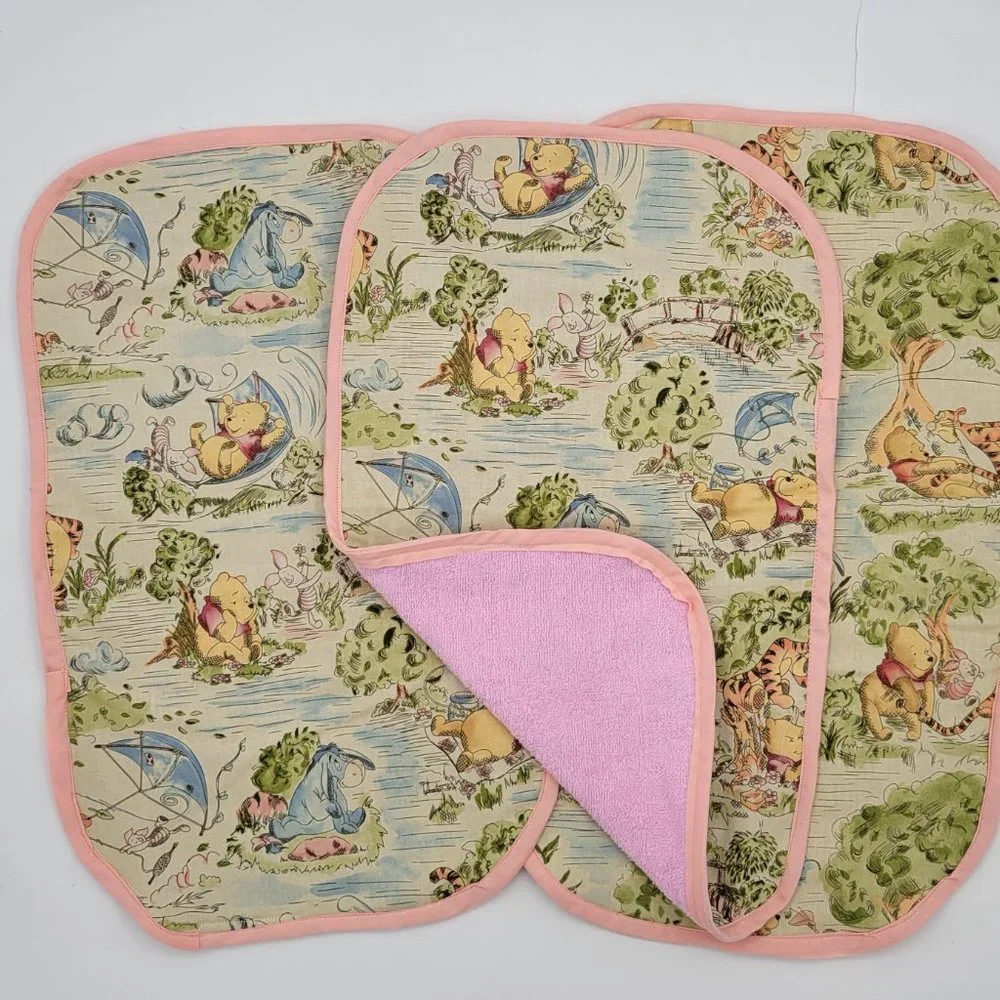 Handmade Winnie the Pooh Cotton Calico  Vintage look Print Baby Set 10.5Wx12L.